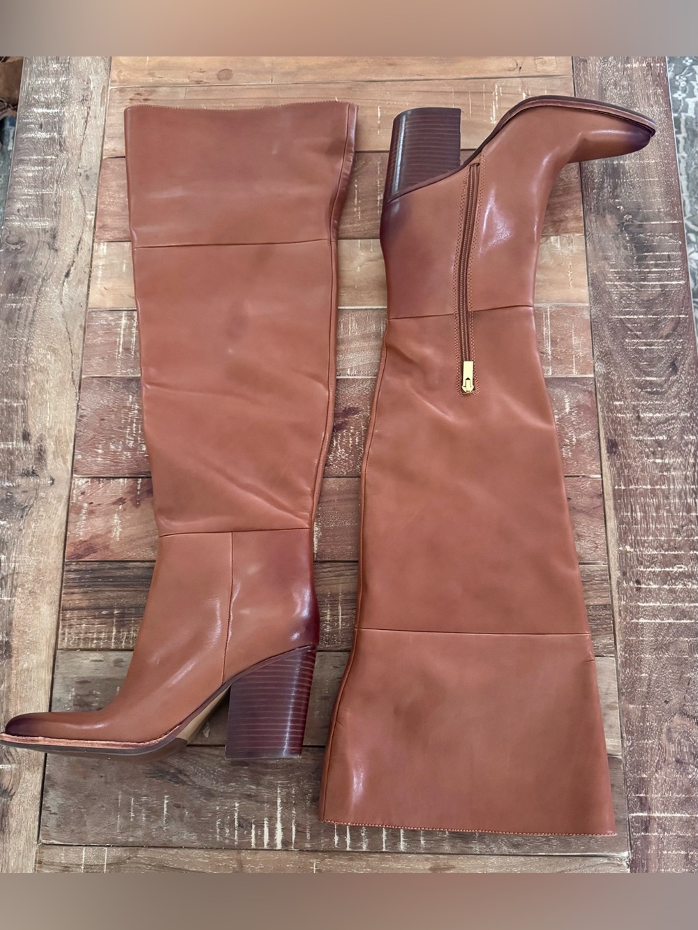Tall Women's Leather Boots in Cognac Brown
